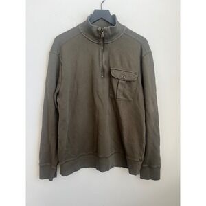 Banana Republic Sweatshirt ‎ Mens Large  Olive Green 1/4 Zip Mock Neck Pullover